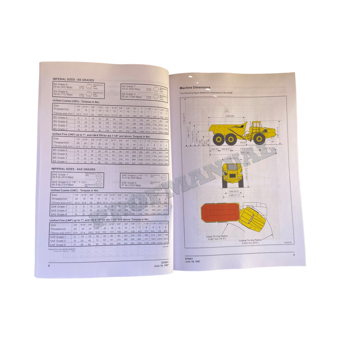 JOHN DEERE BELL B40B DUMP TRUCK MAINTENANCE OPERATORS MANUAL #2