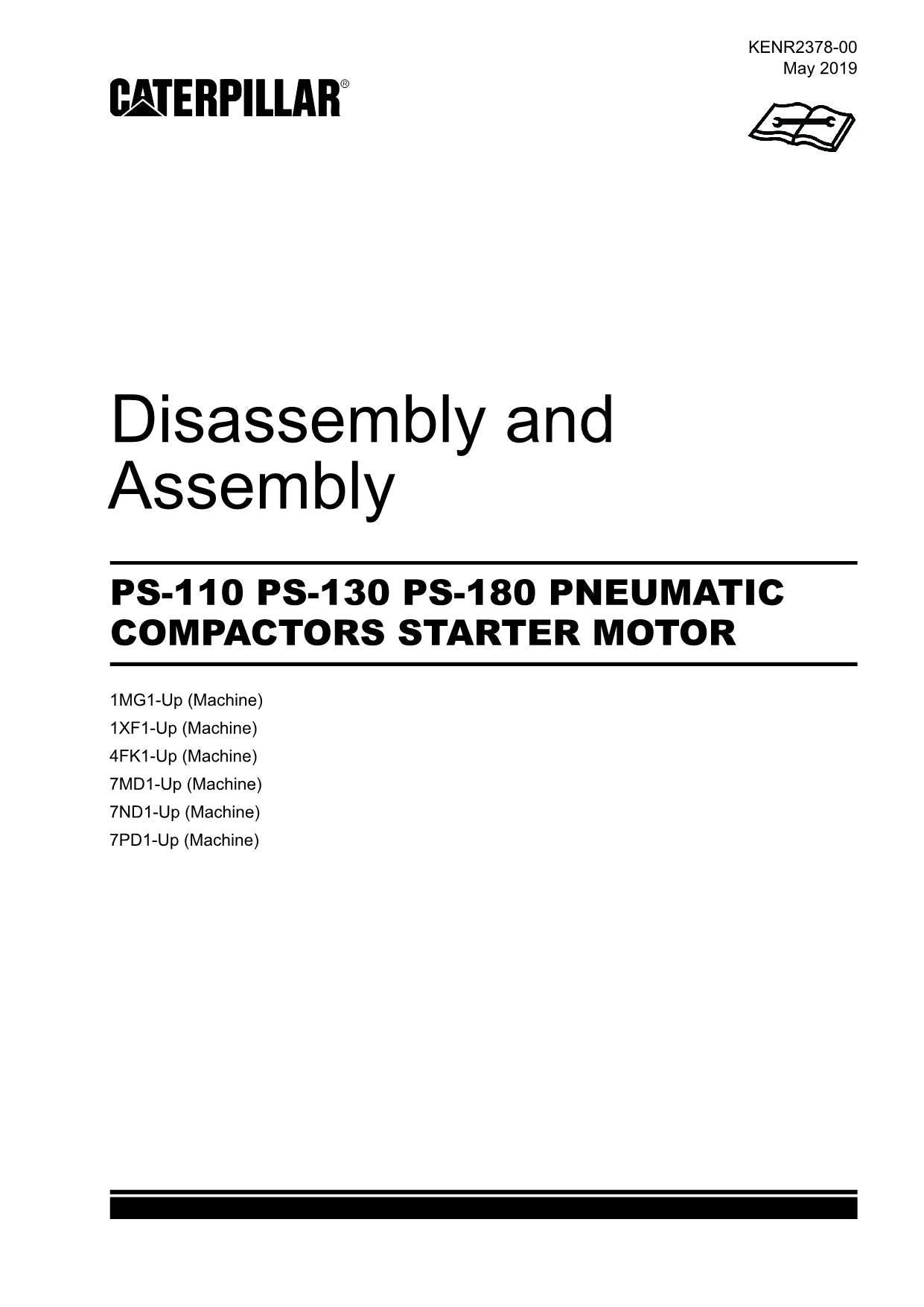 Caterpillar Cat PS-110 Compactor STARTER MOTOR Disassem Assem Service Manual