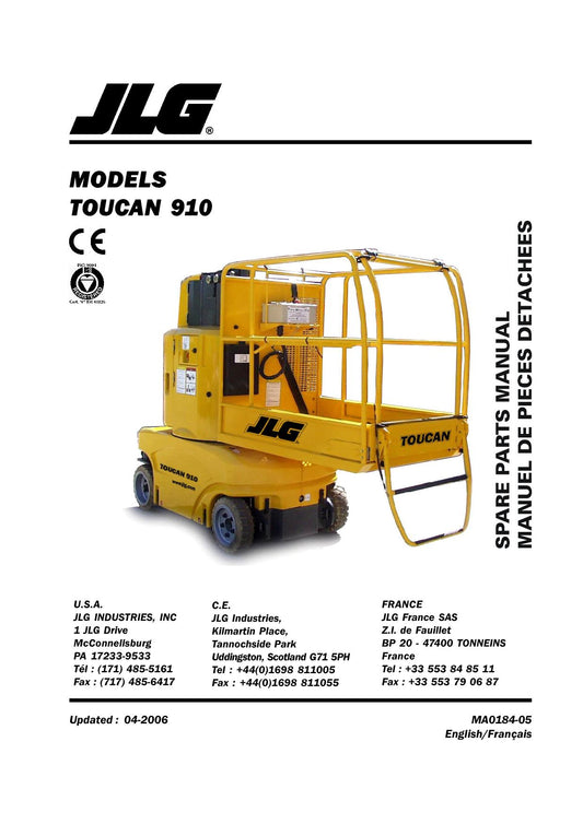 TOUCAN 910 Vertical Lift Parts Catalog Manual 206 to Present Multi language