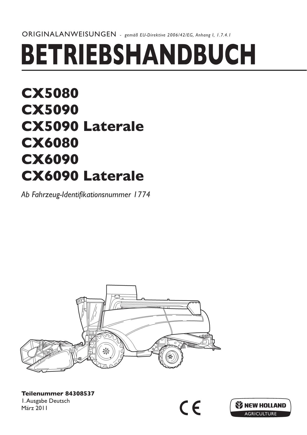 New Holland CX5080 CX5090 CX5090 Manuel d'instructions latéral