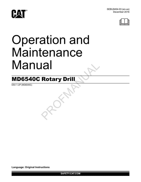 Caterpillar Cat MD6540C Bohrer BEDIENUNGS- UND WARTUNGSHANDBUCH