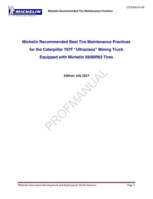 Caterpillar Cat 797F Ultraclass Mining Truck Operators Maintenance Manual