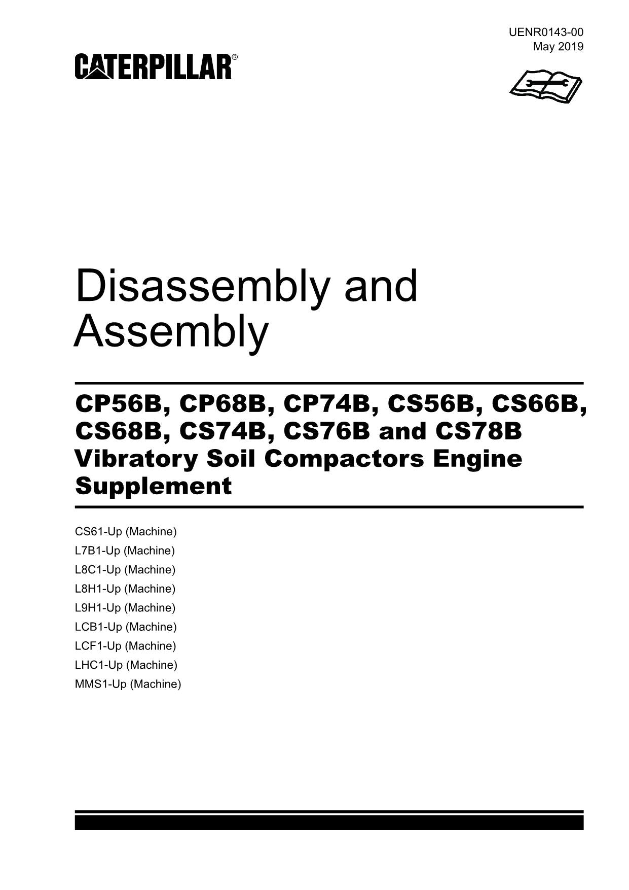 Caterpillar Cat CP56B CP68B Compactor Engine Suppl Disass Assem Service Manual