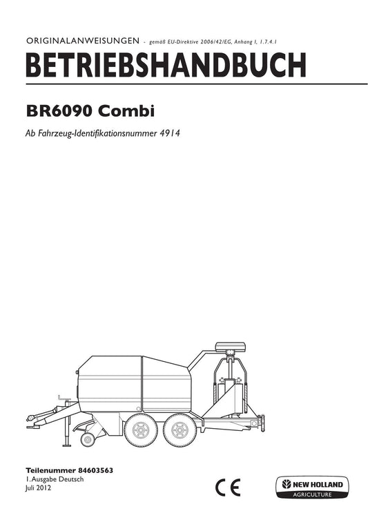 New Holland BR6090 Combi Manuel d'instructions