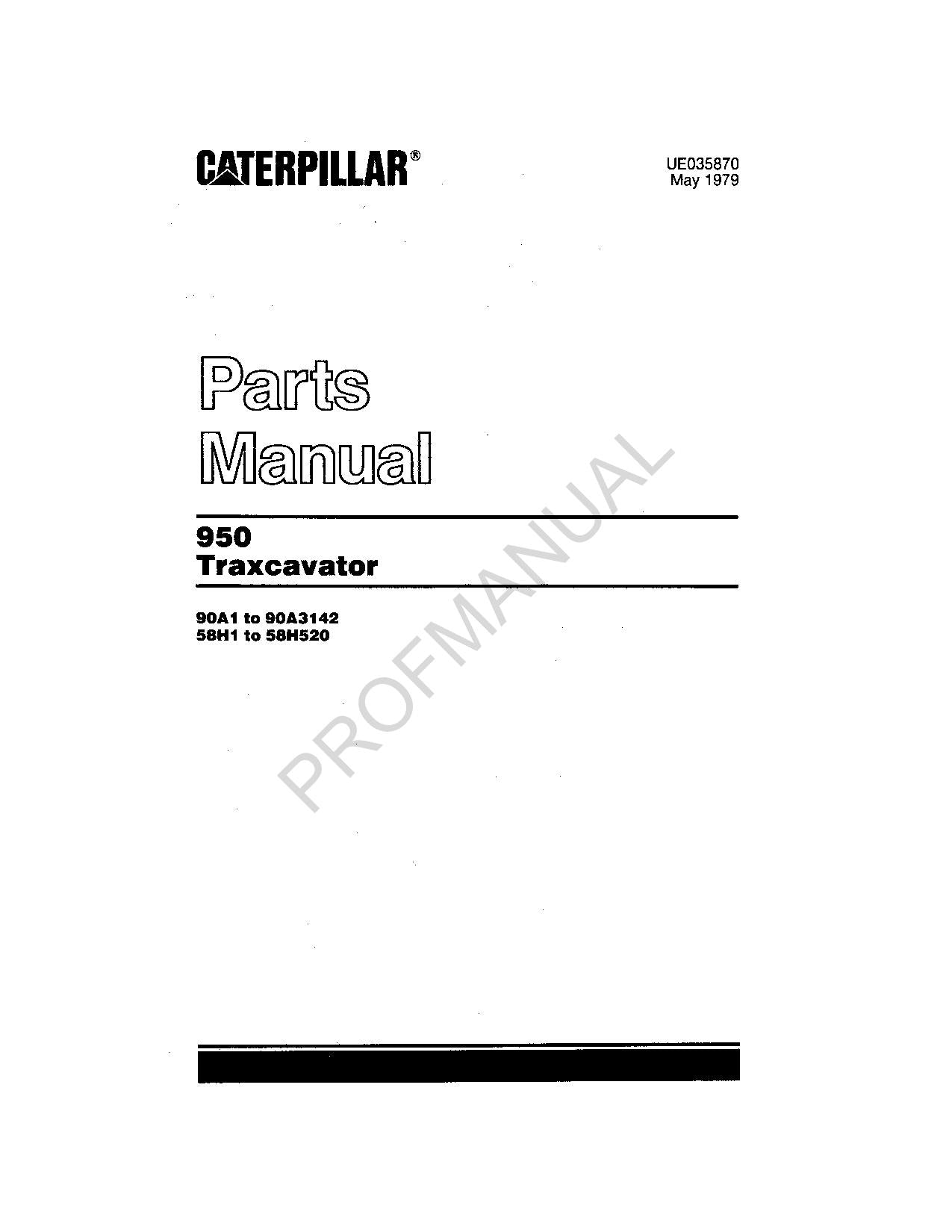 Caterpillar Cat 950 Traxcavator Parts Catalog Manual UE035870