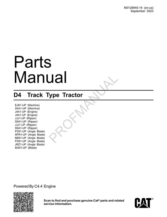 Caterpillar Cat Track Type Tractor Parts Catalog Manual M0128945