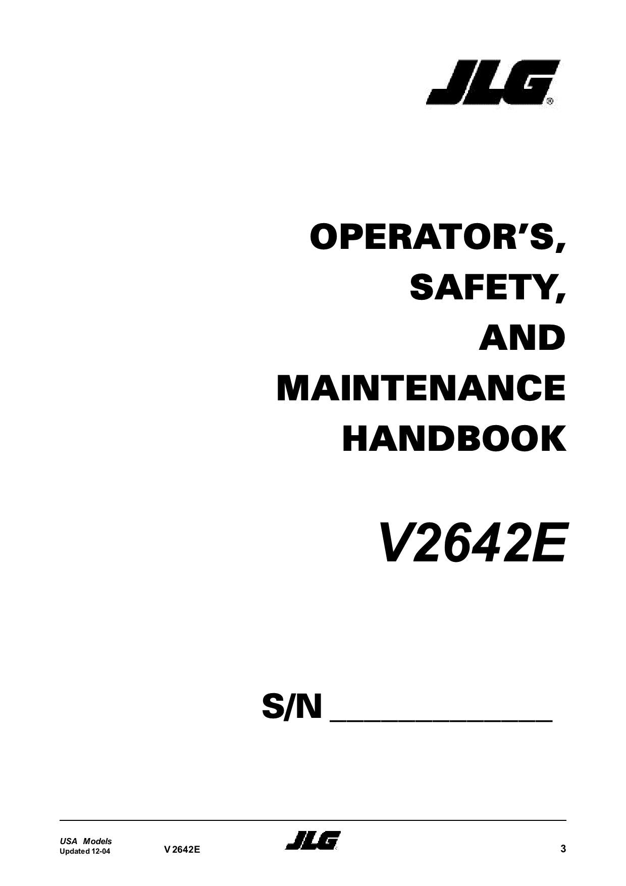 TOUCAN V2642E Vertical Lift Maintenance Operation Operators Manual