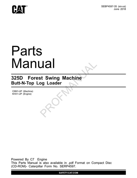 Catalogue de pièces détachées pour chargeuse forestière Caterpillar 325D Butt N Top