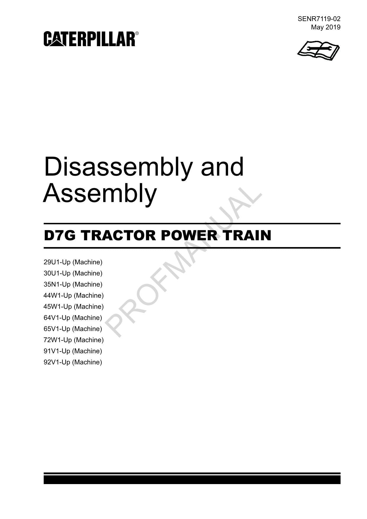 Caterpillar CAT D7G TRACTOR POWER TRAIN Manual Disassembly Assembly