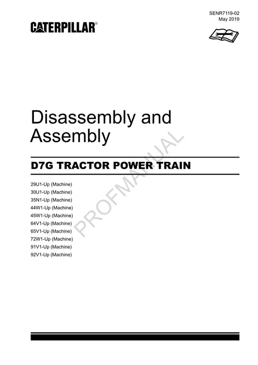 Caterpillar CAT D7G TRACTOR POWER TRAIN Manual Disassembly Assembly