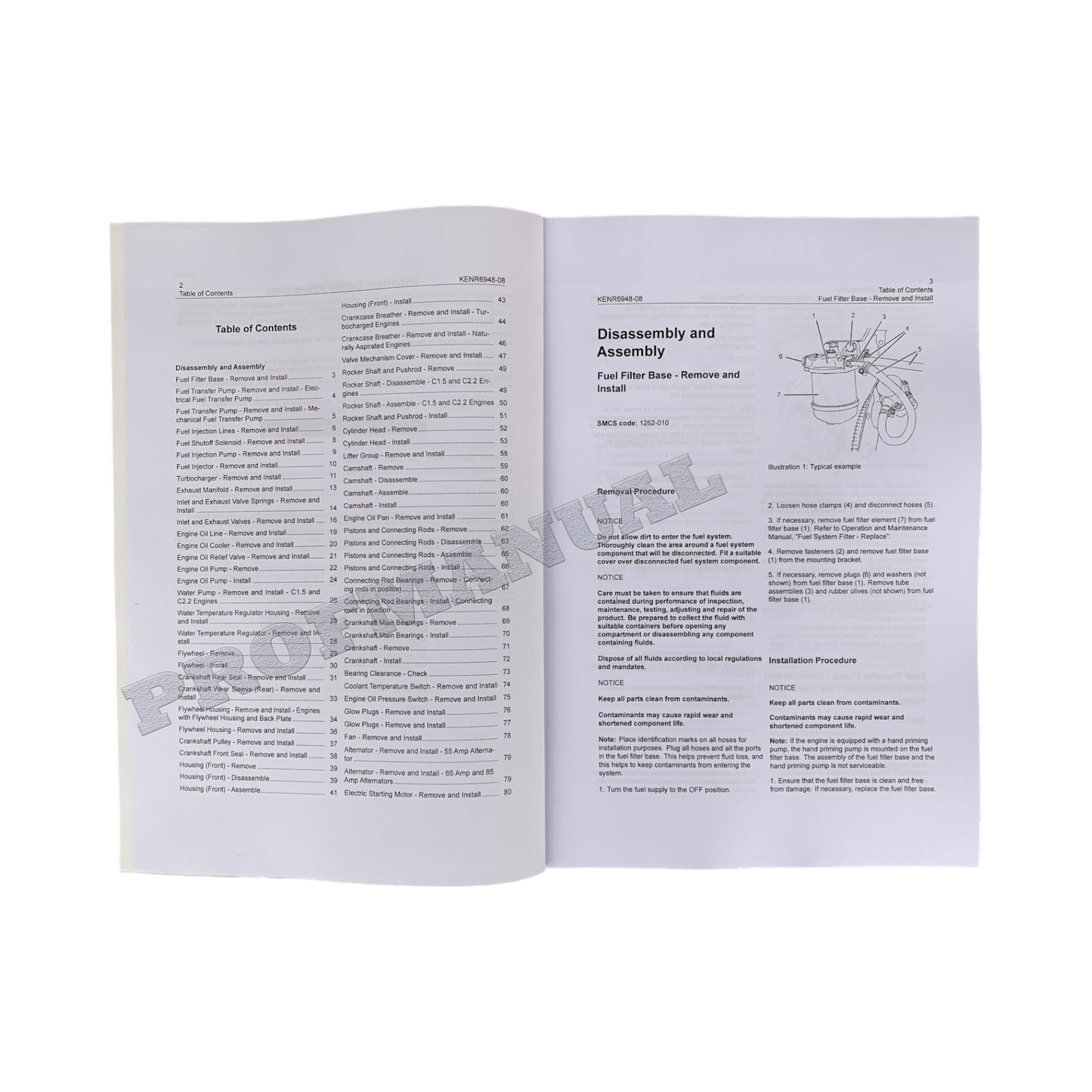 Caterpillar Cat C1.1 C1.5 C2.2 Motor-Servicehandbuch Demontage Montage