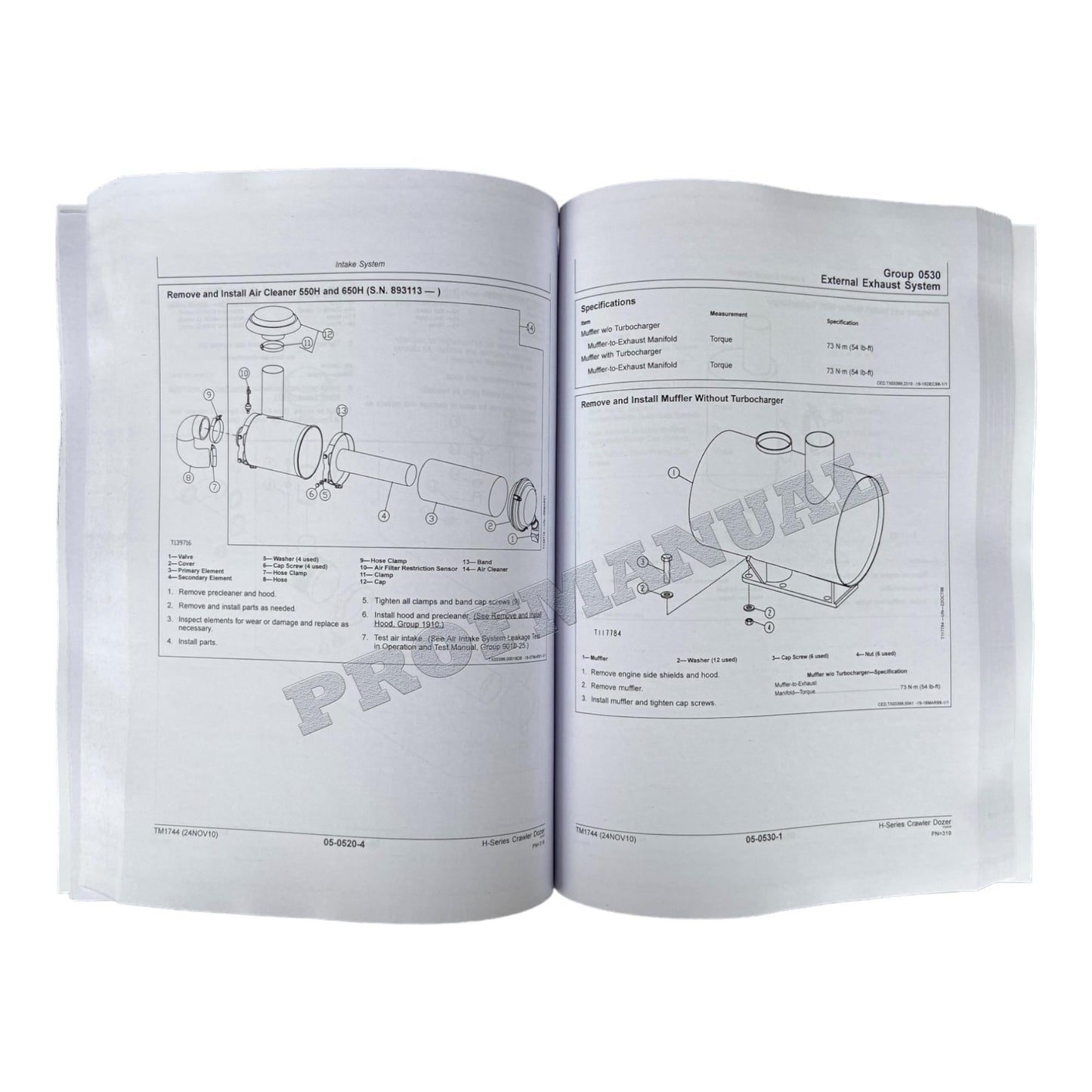 JOHN DEERE 450H 550H 650H Raupen-Planierraupen-Reparatur-Servicehandbuch 