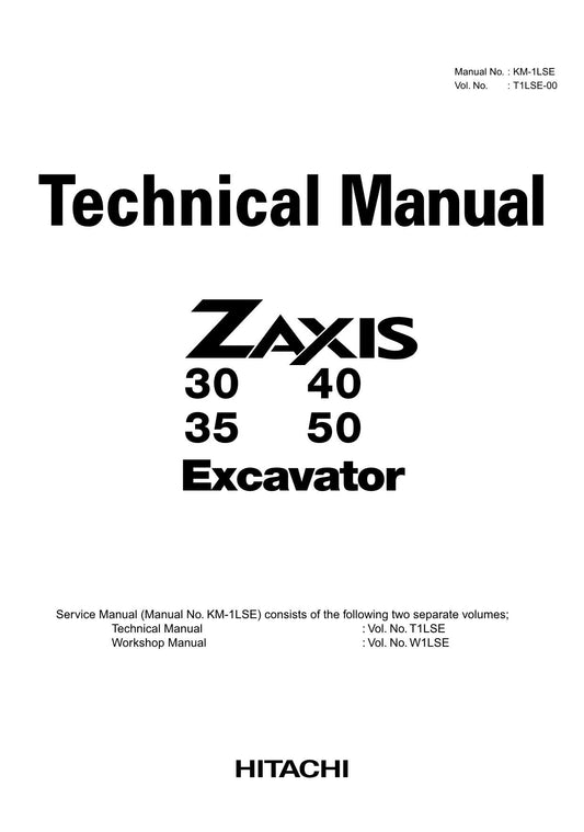 Hitachi ZX30 ZX35 ZX40 ZX50 Excavator Service Manual with Schemes