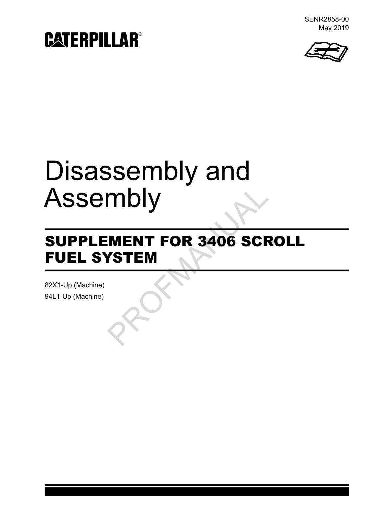 Caterpillar Cat SUPPLEMENT 3406 SCROLL FUEL SYSTEM Disassembly Assembly Manual