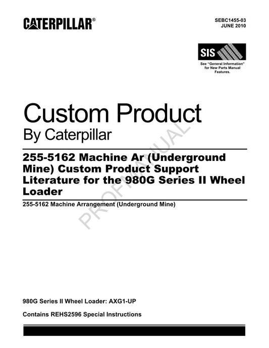 Caterpillar 255 5162 Ar Underground Mine 980G Ser 2 Loader Parts Catalog Manual