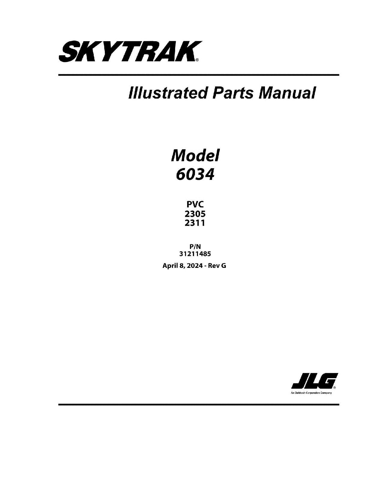 SKYTRAK 6034 Telehandler Parts Catalog Manual 31211485