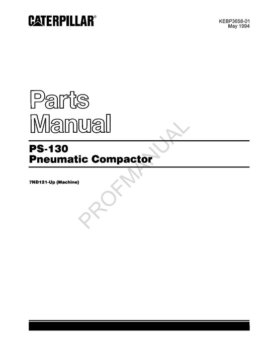 Caterpillar Cat PS 130 Pneumatic Compactor Parts Catalog Manual