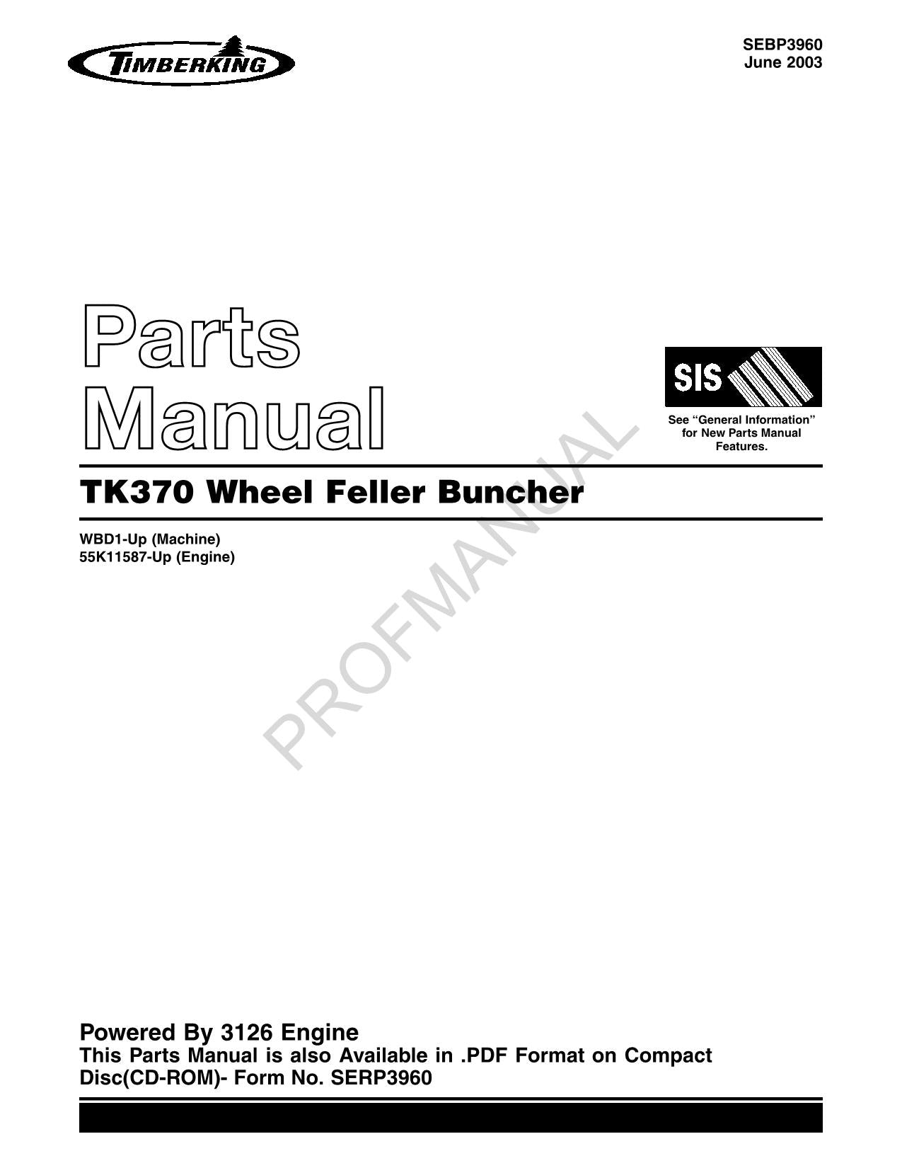 Caterpillar Cat Wheel Feller Buncher (Timberking) Ersatzteilkatalog, Handbuch