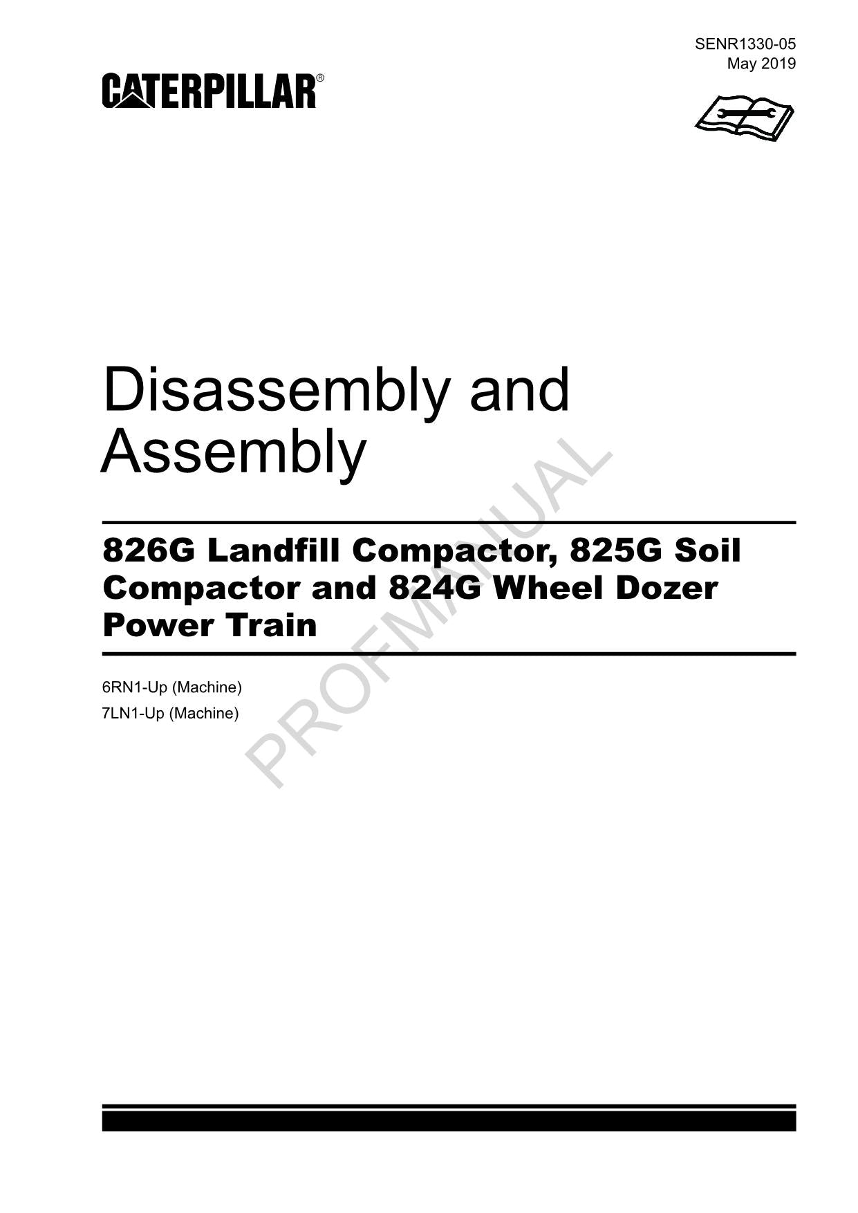 Caterpillar 826G 825G Compactor Power Train Disassembly Assembly Service Manual