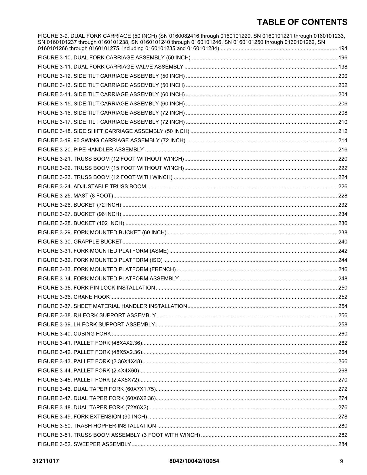 SKYTRAK 10042 10054 8042 Telehandler Parts Catalog Manual 31211017