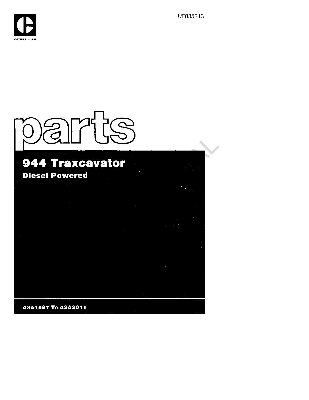 Ersatzteilkatalog für Caterpillar Cat 944 Traxcavator-Raupenlader