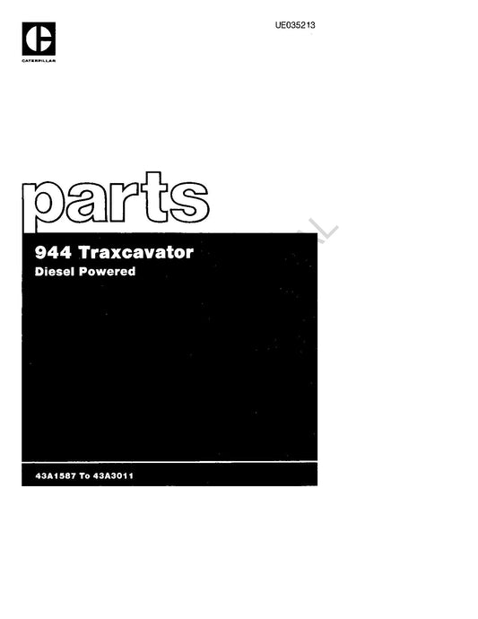 Caterpillar Cat 944 Traxcavator Track Loader Parts Catalog Manual