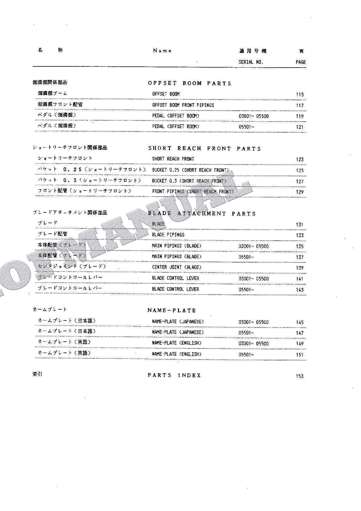 HITACHI UH033 Excavator Parts Catalog Manual SN 03001-