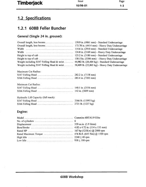 JOHN DEERE 608B TRACKED FELLER BUNCHER SERVICE REPAIR MANUAL s-n 987327-005013