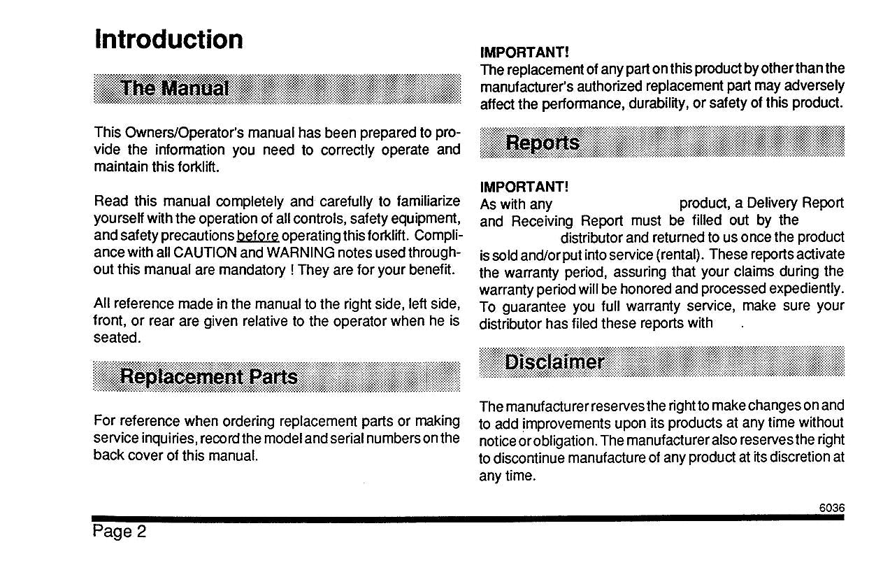 SKYTRAK 6036 Telehandler Maintenance Operation Operators Manual 8990149