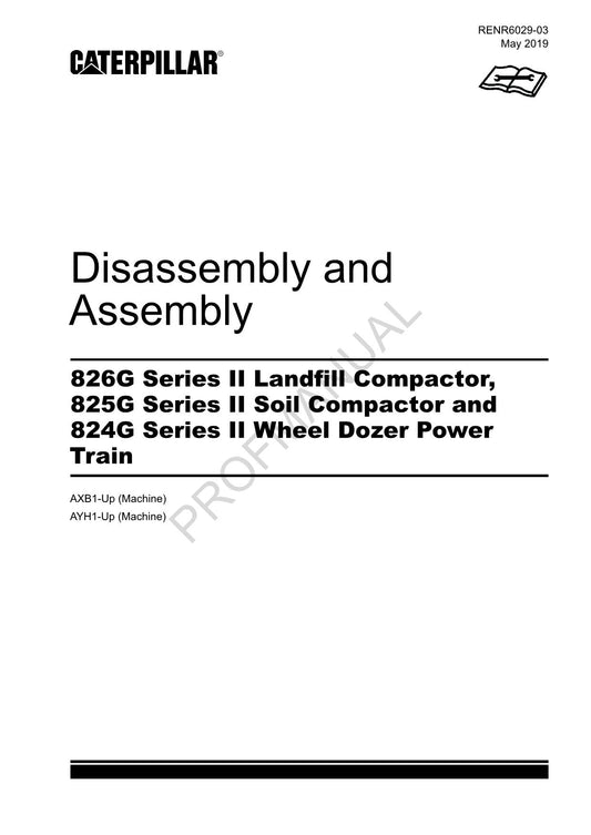 Caterpillar Ser 2 826G 825G Compactor Power Train Disassem Assem Service Manual