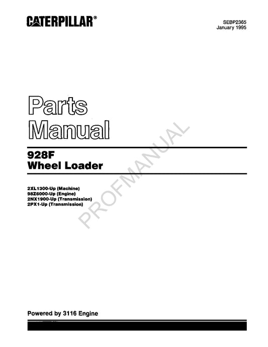 Caterpillar Cat 928F Wheel Loader Parts Catalog Manual SEBP2365