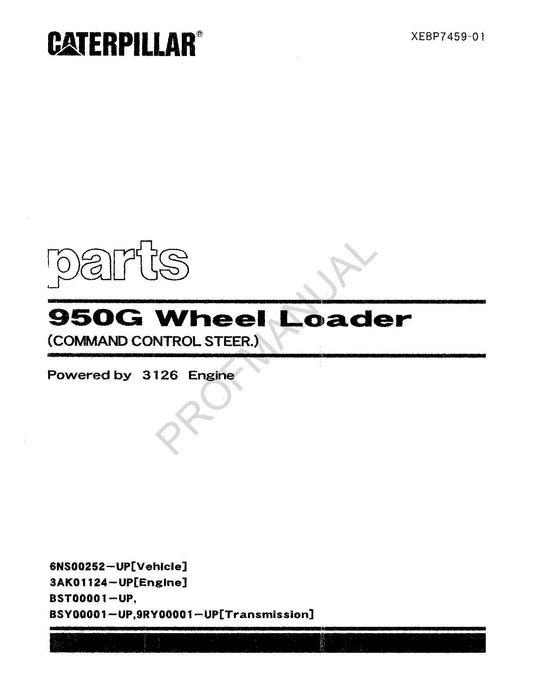 Caterpillar Cat 950G Wheel Loader Command Control Parts Catalog Manual XEBP7459