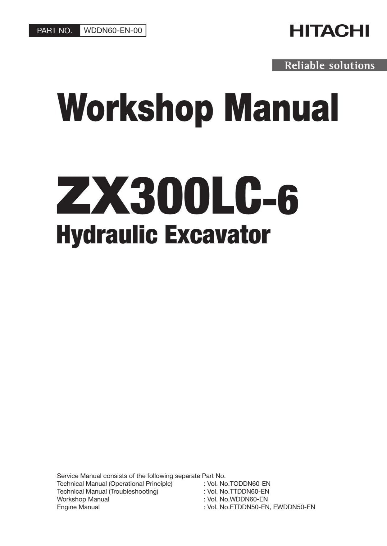 Hitachi ZX300LC-6 Excavator Workshop Service Repair manual