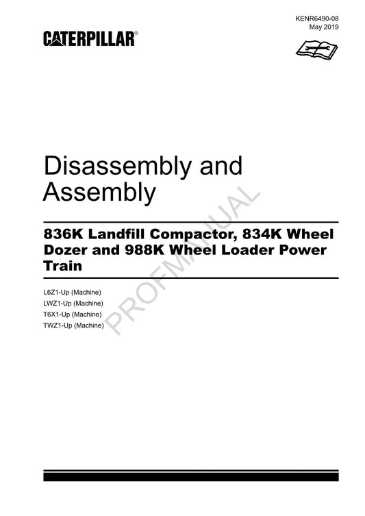 Caterpillar Cat 836K Compactor Power Train Disassembly Assem Service Manual