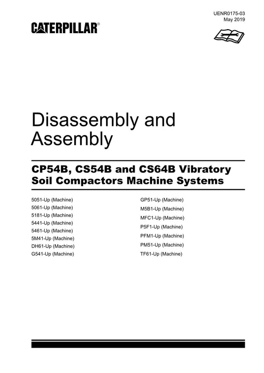 Caterpillar CP54B Compactor Disassembly Assembly Service Manual UENR0175