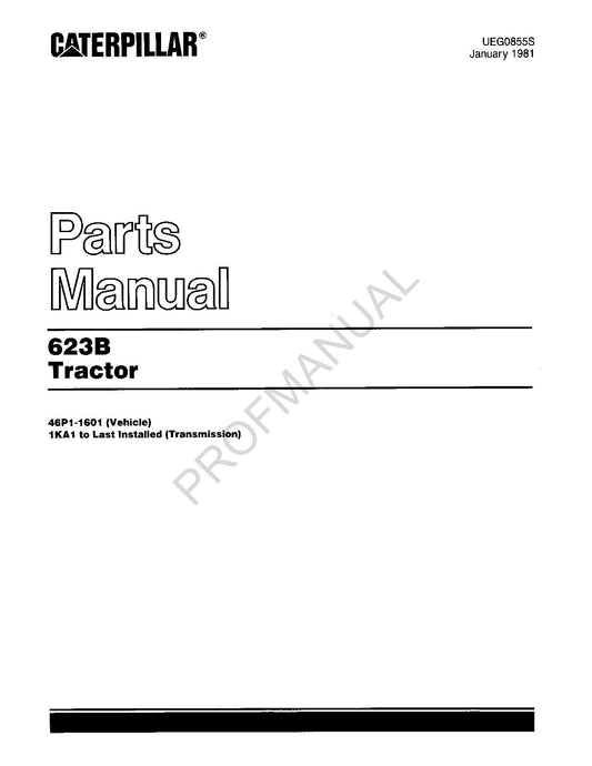 Caterpillar Cat 623B Tractor Parts Catalog Manual UEG0855S