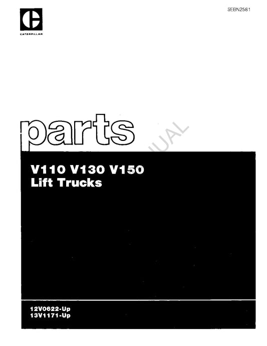 Caterpillar V110 V130 V150 Lift Truck Off Highway Tractor Parts Catalog Manual