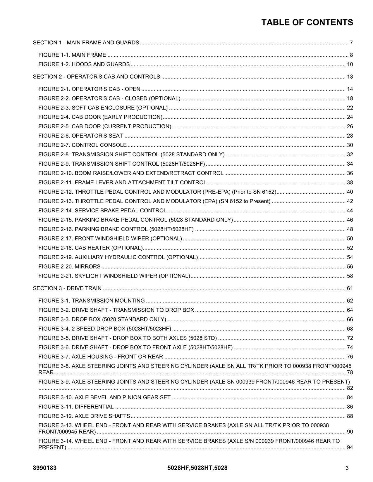 SKYTRAK 5028 5028HF 5028HT Telehandler Parts Catalog Manual