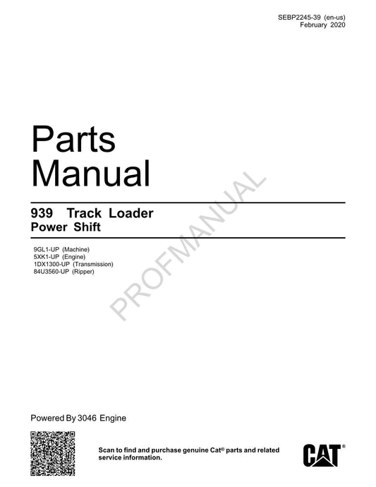 Catalogue de pièces détachées pour chargeuse sur chenilles Caterpillar Cat 939 Power Shift