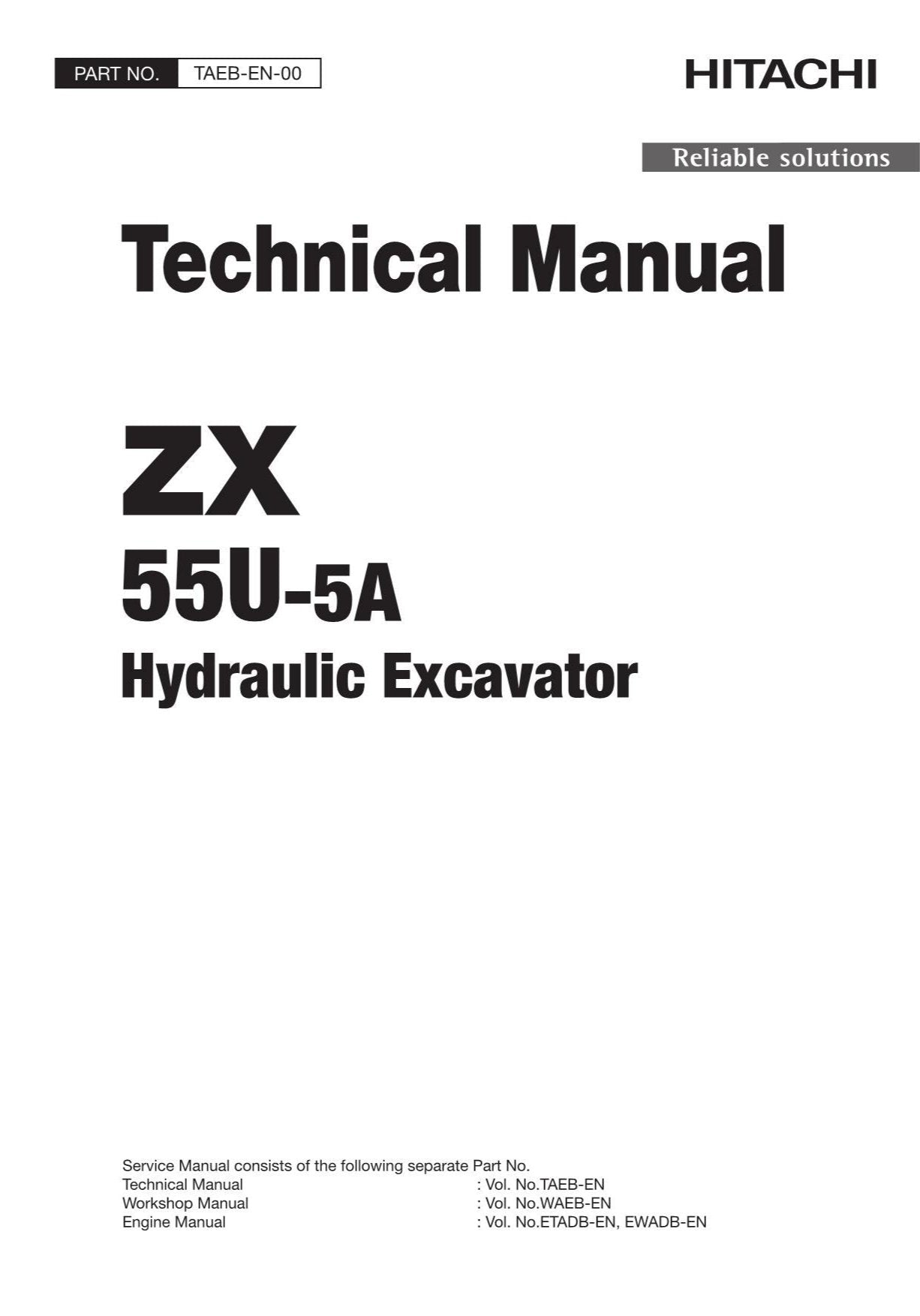 Hitachi ZX55U-5A Excavator Service Manual with Schemes