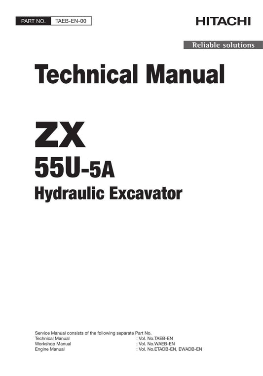 Hitachi ZX55U-5A Excavator Service Manual with Schemes