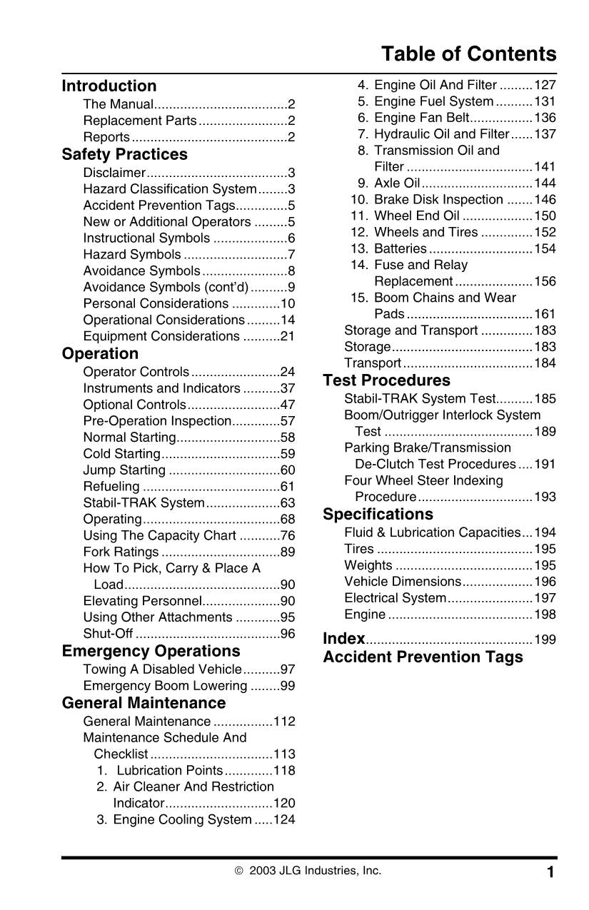 SKYTRAK 10054 Telehandler Maintenance Operation Operators Manual 8990502