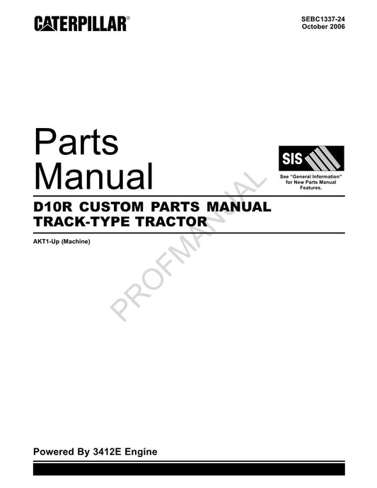 Catalogue de pièces détachées pour tracteur à chenilles personnalisé Caterpillar Cat D10R série AKT1-Up