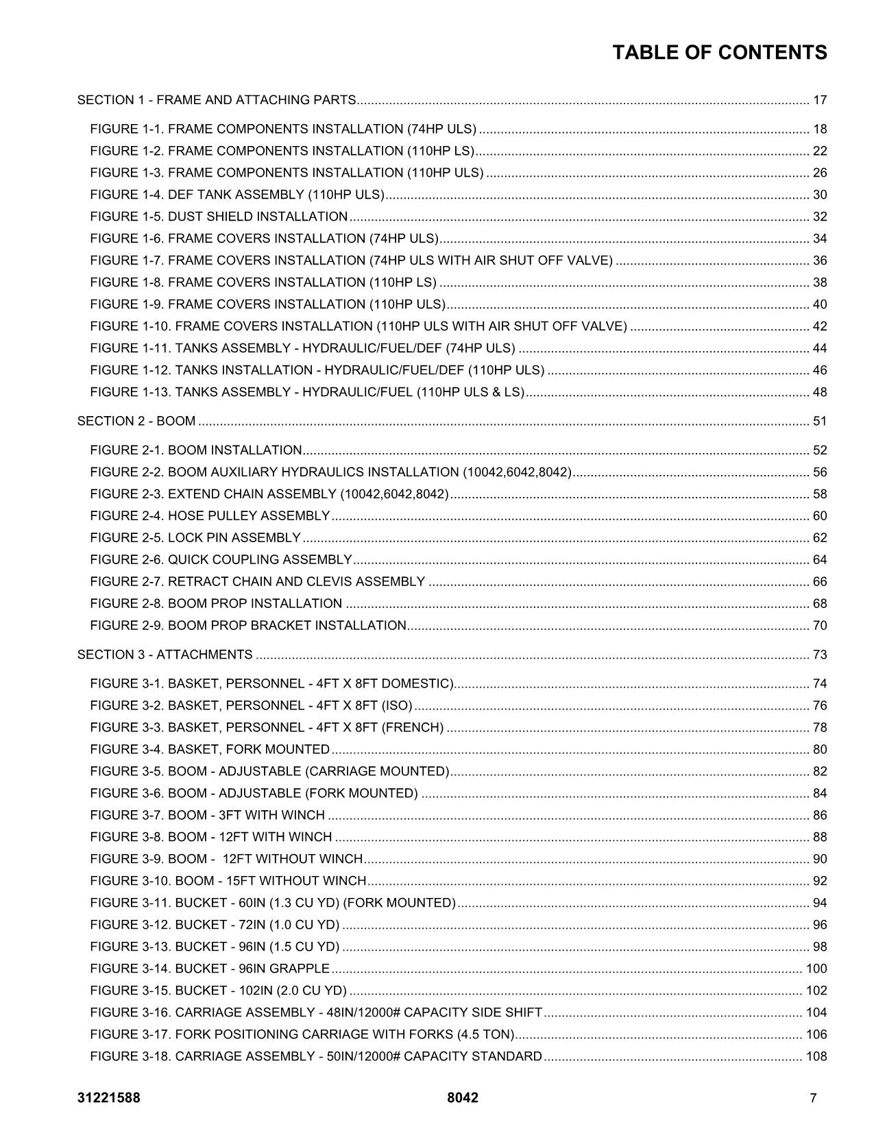 SKYTRAK 8042 Telehandler Parts Catalog Manual 31221588