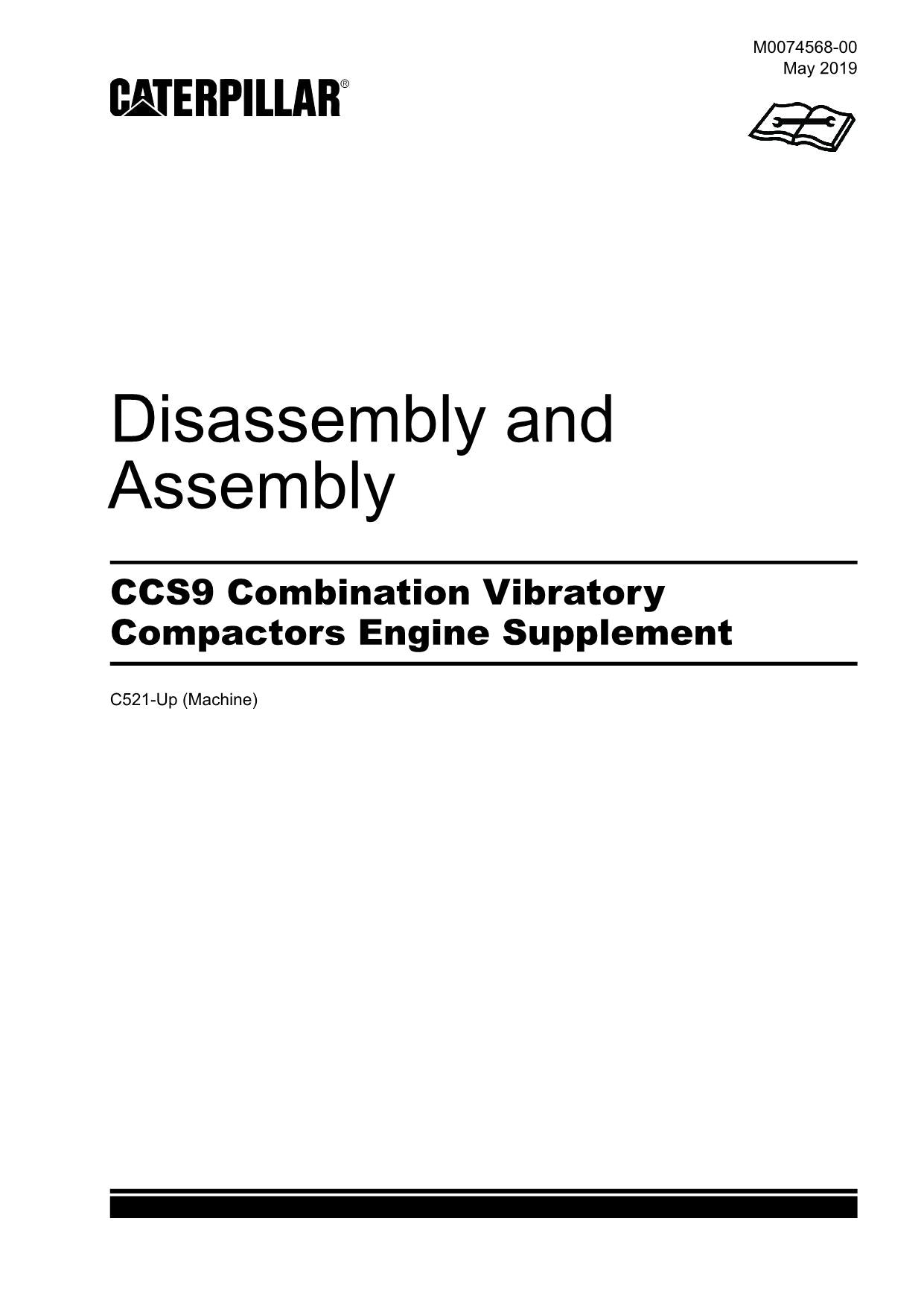 Caterpillar CCS9 Compactor Engine Supplement Disassembly Assembly Service Manual