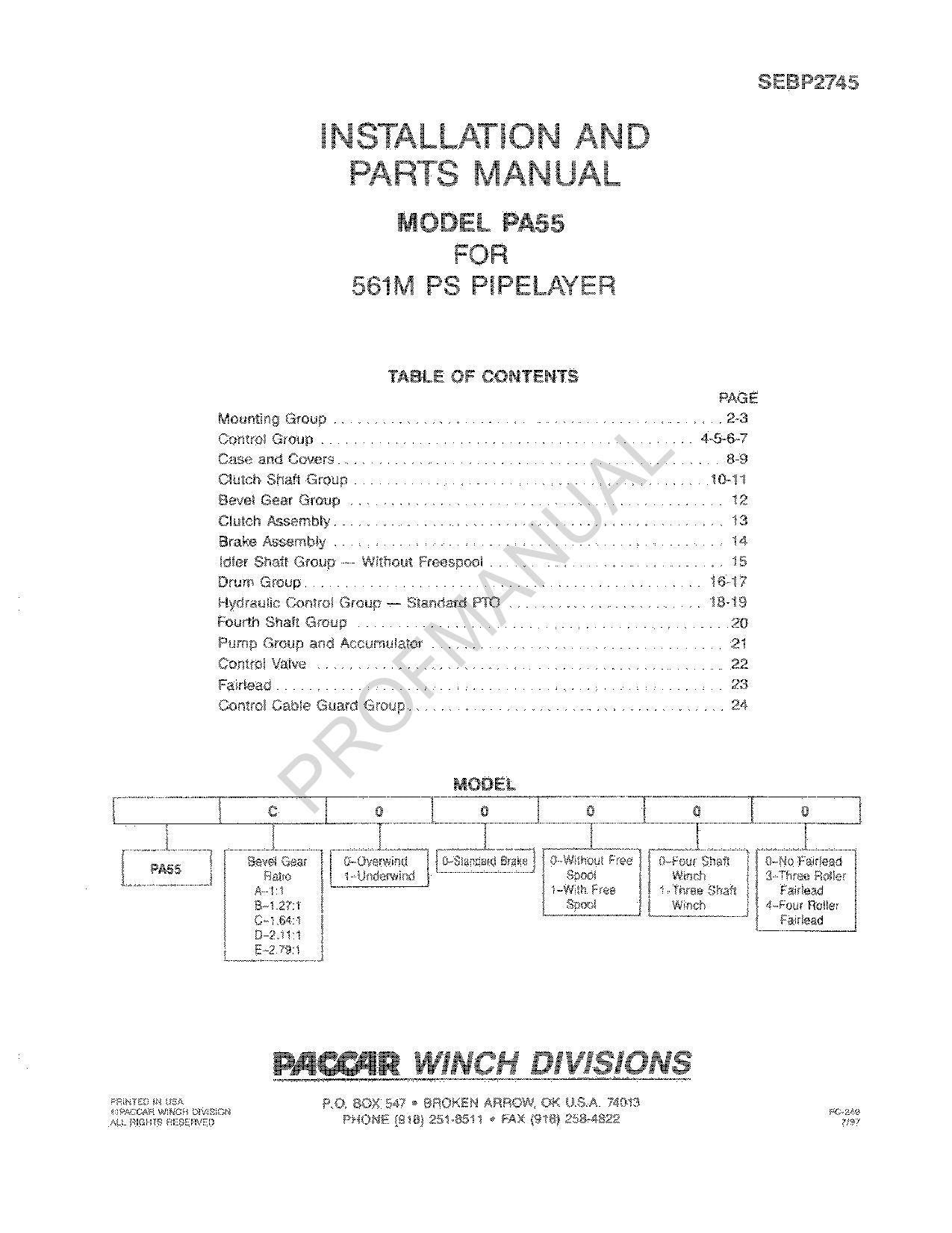 Manuel du catalogue des pièces détachées du treuil Caterpillar Cat PA 55 561M Pipelayer