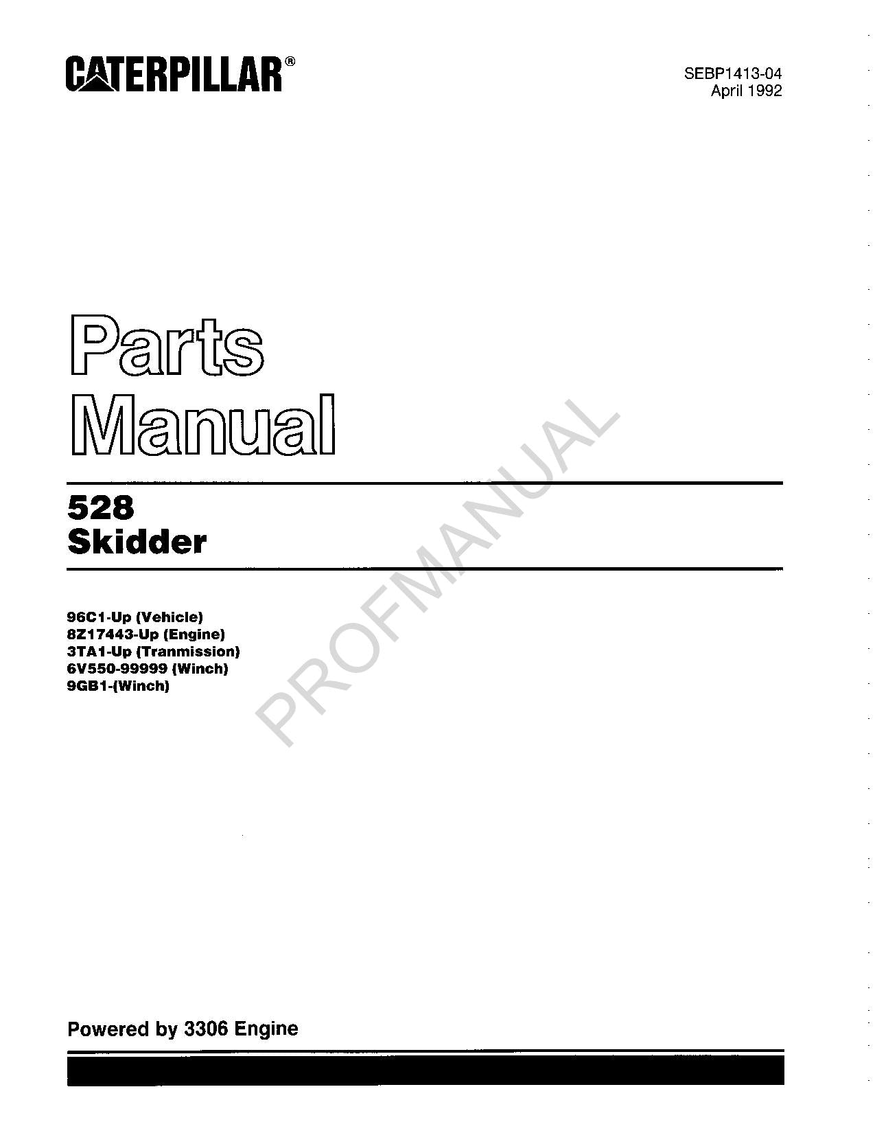 Caterpillar Cat 528 Skidder Parts Catalog Manual SEBP1413