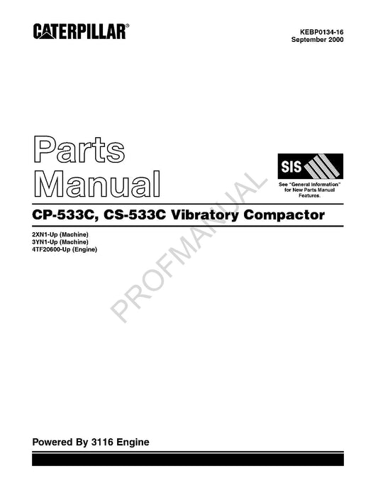 Caterpillar Cat CP 533C CS 533C Vibatory Compactor Parts Catalog Manual KEBP0134