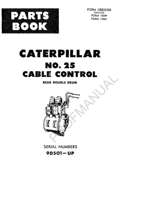 Manuel de catalogue de pièces détachées pour tracteur Caterpillar n° 25 9D501-Up