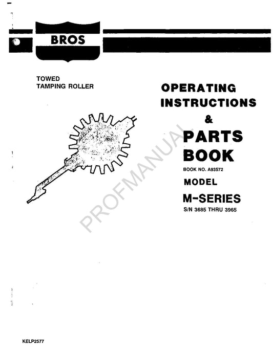 Caterpillar Cat Bros M Series Towed Tamping Roller Parts Catalog Manual KELP2577